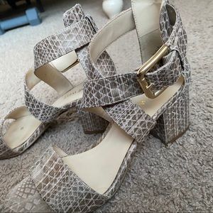 Nude Snakeskin Nine West Block Heels